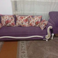 مبل ده نفره سالم با جلو مبلی و یک عدد بوف