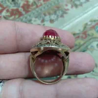 انگشتر نقره با نگین یاقوت سرخ آبکاری طلا جواهری|جواهرات|بروجرد, |دیوار