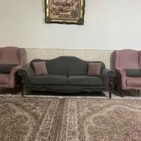 مبل ۸ نفره راحتی اسپرت طوسی صورتی سالم.رباط کریم