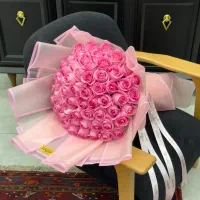 دسته گل رز صورتی هلندی درجه۱