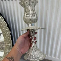 آینه شمعدان ملیله کاری اصفهان|صنایع دستی و سایر لوازم تزئینی|رشت, دیانتی|دیوار