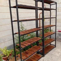 قفسه جاکفشی رگال فلزی میز ویترین دکور شلف چوب