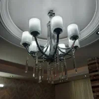 لوستر ۸شاخه اِستیل همراه آویزِ کریستال .کاملا نو|لوستر و چراغ آویز|رشت, توشیبا|دیوار
