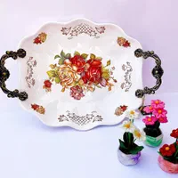 شیرینی خوری ومیوه خوری گلدار دسته پیوتر|ظروف سرو و پذیرایی|تبریز, |دیوار