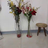 دوعدد گلدان کریستال  همراه با گل|صنایع دستی و سایر لوازم تزئینی|اهواز, آسیاباد|دیوار