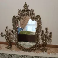 آینه شمعدان برنزی قدیمی درحد نو