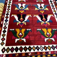 گلیم دستباف عشایر با رنگ طبیعی|گلیم، جاجیم، گبه|بندر کنگان, |دیوار