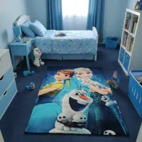 قالیچه اتاق کودک و پرده و سطل زباله ست