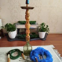 دو عدد قلیان برنج و چوب|صنایع دستی و سایر لوازم تزئینی|پرند, فاز ۵|دیوار