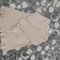 کت مجلسی پایین گیپور سایز۳۸تا۴۰ کاملانورنگ کرمی