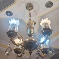 لوستر برنز چهار شعله با لاله بلند|لوستر و چراغ آویز|ری, دیلمان|دیوار