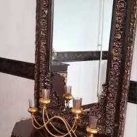 آینه کنسول وشمعدانی ودوعدد گل مصنوعی