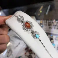 دستبند نقره عقیق و فیروزه و در نجف