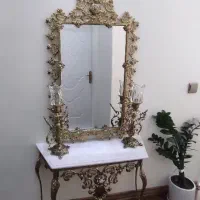 آینه کنسول و شمعدان برنز