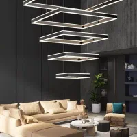 لوستر سقفی مدرن دو لبه نور  مربع ایی