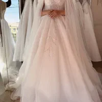 لباس عروس دانتل فرانسه دستدوز مدل اروپایی گول تکین