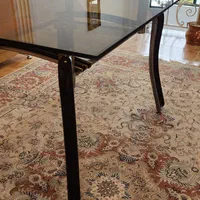 میز نهارخوری شیشه ای تک، پایه ها ترکیب چوب و فلز|میز و صندلی غذاخوری|نوشهر, |دیوار