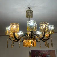 دو عدد لوستر- یکی ۱۰شاخه کریستال و یکی چوبی کلاسیک|لوستر و چراغ آویز|پردیس, فاز ۸|دیوار