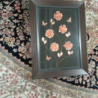 تابلو مسی طرح پنج گل پرو سه پروانه