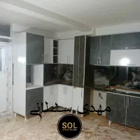 کابینت طوسی سفید دستگیره استیل مشکی کد 1303|مصالح و تجهیزات ساختمان|شیراز, محراب|دیوار