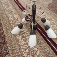 لوستر چوبی ۵ شاخه شیک|لوستر و چراغ آویز|شیراز, شیشهگری|دیوار