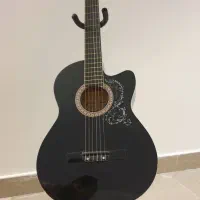 گیتار مشکی متالیک آکبند Pao chia با پایه استیل