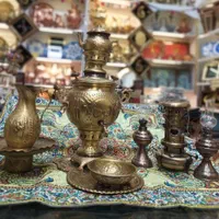 ست ۹تیکه شب یلدا با سماور ذغالی۶لیتری برنجی آنتیک
