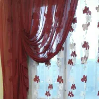 پرده حریرترک باوالان اتاق خواب آشپزخانه زرشکی سفید