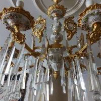 لوستر برنز و چینی شش شاخه|لوستر و چراغ آویز|تهران, ارامنه|دیوار