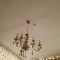 یک جفت لوستر برنجی سه شاخه شش شمعخور