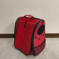 کیف حمل سگ و گربه با روکش چرم قرمز