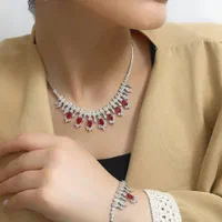 سرویس کامل نقره مجموعه یاقوت سرخ دار اشکی بیضی