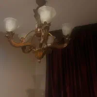 لوستر چوبی پنج شاخه|لوستر و چراغ آویز|تهران, شهرک چیتگر|دیوار