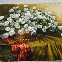 تابلوفرش دستباف طرح گلدان گل لاله