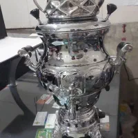 سماور گازی ۶لیتر گلابی اینه دار ورق برنج نو آکبند