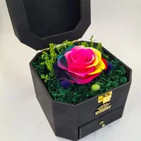 باکس گل رز جاودان هشت ضلعی چرمی کادو روز مادر|گل و گیاه طبیعی|تهران, میدان ولیعصر|دیوار