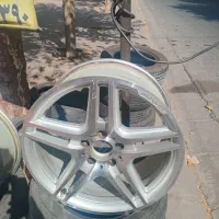 چهار حلقه رینگ ۱۸ بنز با سه حلقه لاستیک|قطعات یدکی و لوازم جانبی|کرج, کارخانه قند|دیوار