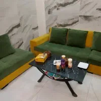 کانتر ال ای دی دار و مبل ۷ نفره با میز جلو با میز