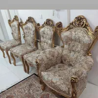 مبلمان استیل ۷نفره و ناهارخوری ۶نفره باهم|مبلمان خانگی و میز عسلی|تهران, جنت‌آباد جنوبی|دیوار
