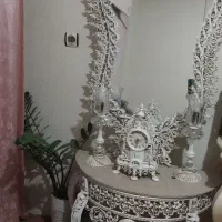 اینه شمعدون همراه با شمعدونی و ساعت سالم