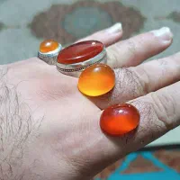 نگین انگشتر عقیق یمن جزع شجر کهربا فیروزه|جواهرات|آمل, |دیوار