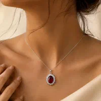 گردنی نقره نگین یاقوت سیلان (گارنت)