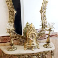 ست کامل آینه شمعدان زیبا  طرح برنز کاملا سالم