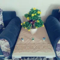 یک دست مبل هفته نفر با سه عدد میز چوبی|مبلمان خانگی و میز عسلی|گل تپه, |دیوار