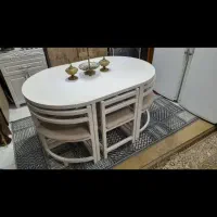 میز ناهارخوری ۶ نفره  سفید کمجا