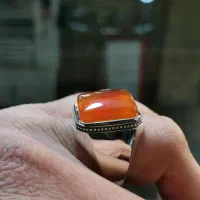 انگشتر نقره مردانه سایز ۶۴-۶۵ عقیق پرتقالی یمن اصل|جواهرات|سنندج, |دیوار