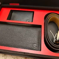 ست ۳ تکه کمربند کیف پول کیف مدارک نوین چرم نو