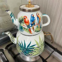 ست کتری قوری لعابی سه لایه پوششی