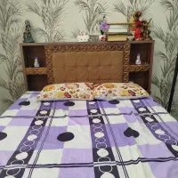 تخت خواب دونفره تمام چوب با تشک طبی