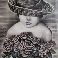 تابلو نقاشی همراه قاب چوبی